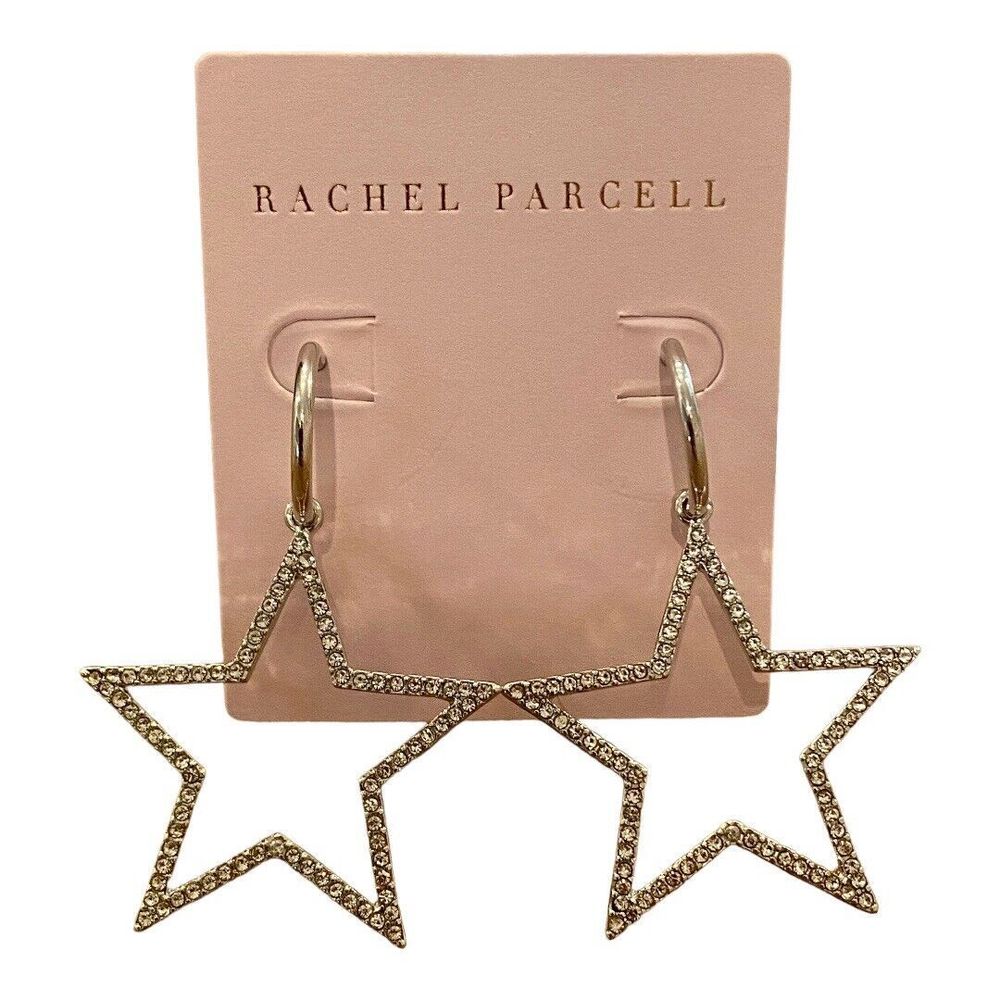 RACHEL PARCELL PAVE STARS DROP EARRINGS NWT